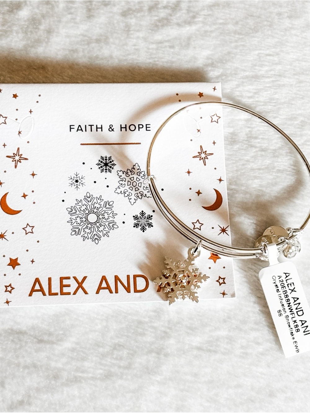 NWT! Alex and Ani Crystal Infusion Snowflake Bangle Bracelet - Silver
